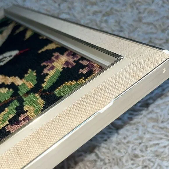 Vintage Cross Stitch Framed Tapestry Birds 11x15 Frame - Picture 10 of 10